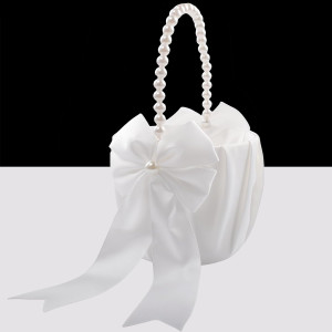 Flower Girl Basket for Wedding with Pearl Handle (...