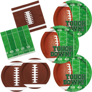 Football Party Supplies Kit Serve 50,Includes Touc...