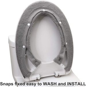 Toilet Seat Cover,Bathroom Soft Thicker Warmer wit...