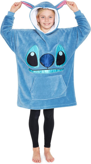 Disney Stitch Blanket Hoodie for Kids Cozy Fleece...