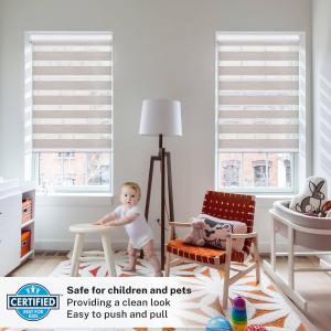 Cordless Zebra Blinds Shades with Dual Layer Rolle...