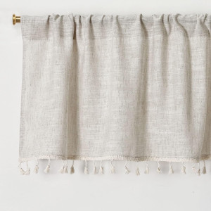 2 Pack Boho Tassel Kitchen Valances for Windows Mo...