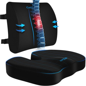 Seat Cushion, Lumbar Support Pillow with Adjustabl...