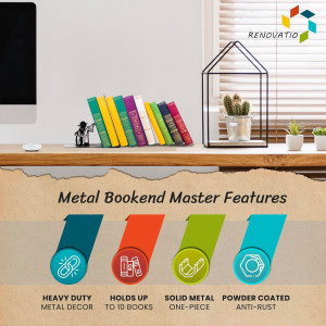 Renovatio Black Metal Bookend – Cute, Unique, Geek...