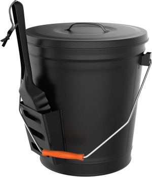 Home-Complete 4.75 Gallon Black Ash Bucket with Li...