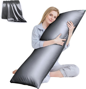 Body Pillow with Satin Pillowcase, Cooling Body Pi...