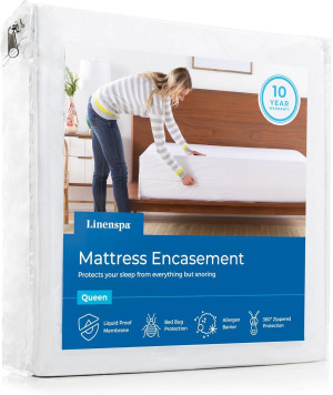 Linenspa Zippered Waterproof Mattress Encasement,...