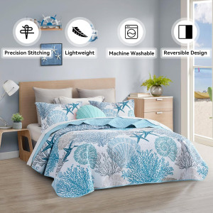 Tritard 3 Piece Coastal Quilt Sets King Size - Rev...