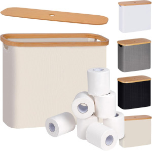 Toilet Paper Basket, Toilet Paper Storage with Lid...