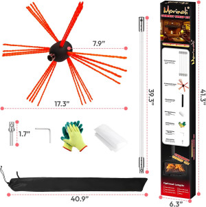 26 Feet Chimney Sweep Kit, Chrome Button Locking S...