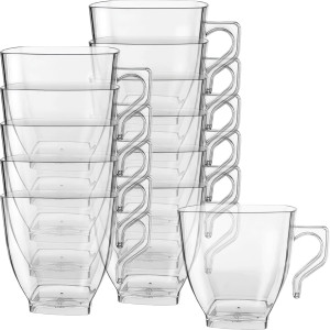 Clear Square Plastic Mini Coffee Tea Cups (2 oz.,...