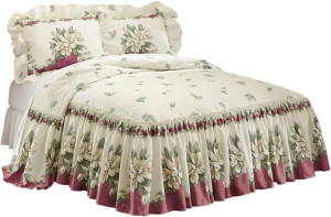 Collections Etc Magnolia Garden Floral Ruffle Skir...