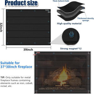Magnetic Fireplace Blanket for Heat Loss Indoor Fi...