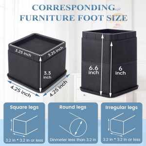 BTSD-home Bed Risers 3 or 6 Inch Heavy Duty Stacka...