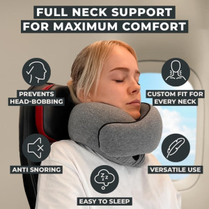 FlyHugz® Neck Travel Pillow | Memory Foam Neck Pil...