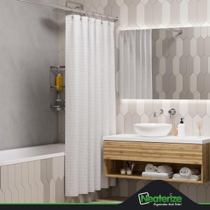 NEATERIZE Shower Curtain White - Hotel Style Showe...