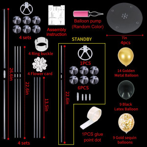 TONIFUL 4 Set Black Gold Balloon Centerpieces for...