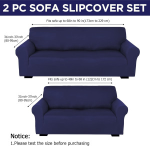 Peryiter 2pcs Slipcover Set for Couch Spandex Furn...