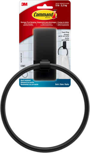 Command Hand Towel Holder Matte Black with Water R...