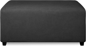 PureFit Super Stretch Soft Form Fit Ottoman Cover Rectangle - Ottoman Slipcovers for Foot Stool & Folding Storage Furniture for Living Room with Nonslip Elastic Bottom (Large, Dark Gray)