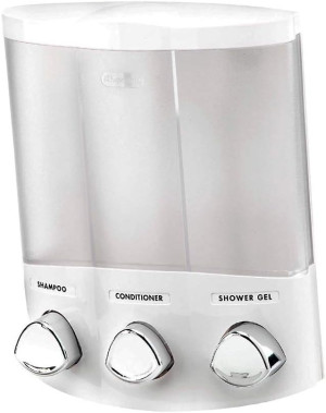 Better Living Products, White 76354 Euro Series TRIO 3-Chamber Soap and Shower Dispenser