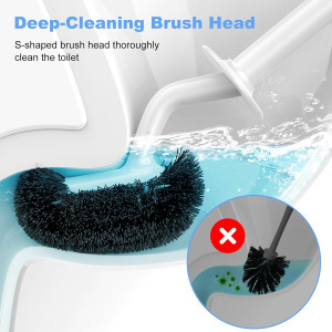HAMITOR Toilet Bowl Brush Holder Set: Curved Desig...