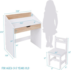 Lil' Jumbl Toddler Wooden Study Desk and Chair Set...