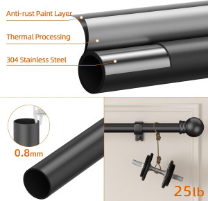 Curtain Rods for window 32 to 48, Black 5/8 inch S...