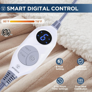 Westinghouse Heated Throw Blanket, Electric Blanke...