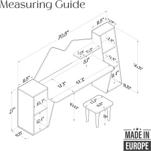 Kid's Study Desk with Bookshelf + 2 Stools for Age...