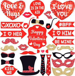 KatchOn, Red Valentines Photo Props - Pack of 30 |...