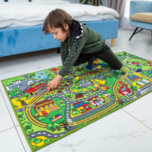 JOYIN Carpet Playmat w/ 12 Cars Pull-Back Vehicle...