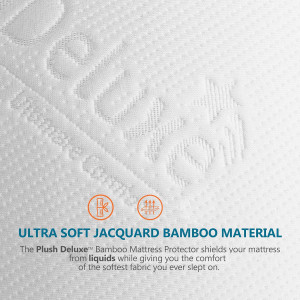 PlushDeluxe Premium Bamboo Mattress Protector – Ki...