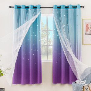 Stiio Star Cutout Curtains for Girls Bedroom 2 Pan...
