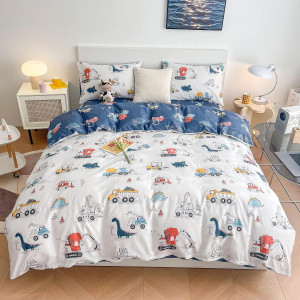 Dinosaur Kids Duvet Cover Set Twin, 100% Cotton Di...