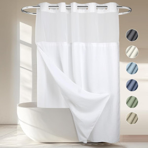 No Hooks Required Dotted Waffle Weave Shower Curta...