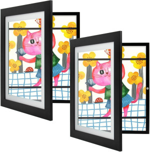 Golden State Art, 10x12.5 Kids Art Frames, Front-Opening, Great for Kids Drawings, Artworks, Children Art Projects, Schoolwork, Home or Office (Black, Set of 2)