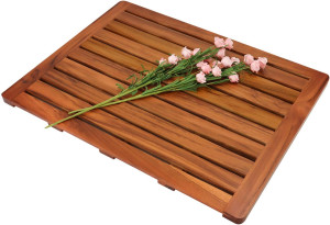 Utoplike (24"x18") Teak Wood Bath Mat, Shower Mat...