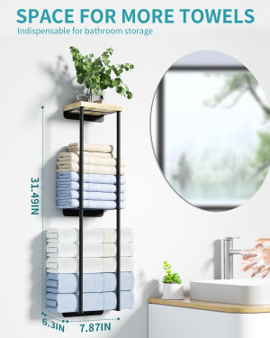Towel Racks for Bathroom, 2 Tier Wall Towel Holder...