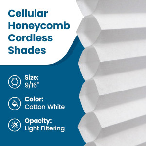 BlindsAvenue Cellular Honeycomb Cordless Shade, 9/...