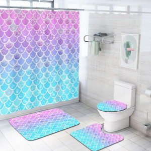 Coxila Mermaid Scales Shower Curtain Set (Not Glit...