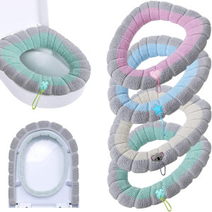 4 Pieces Toilet Cover Toilet Seat Cover Pads with...