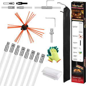 26 Feet Chimney Sweep Kit, Chrome Button Locking S...