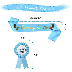 2 Packs Blue Baby Shower Sash, Mommy to Be Sash an...