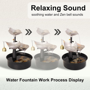Water Fountains Indoor, 3-Tier Tabletop Water Foun...