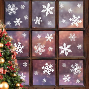 LUDILO 135Pcs Christmas Window Clings Snowflakes W...