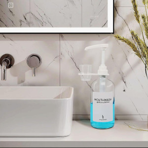 Glass Mouthwash Dispenser with Cup Holder and Pump...