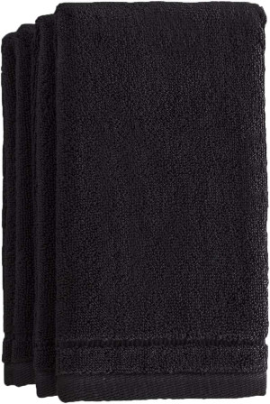 Cotton Fingertip Towels Set Black - 4 Pack - 11 x...