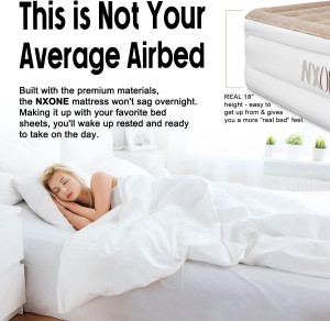 Air Mattress,18 inch Inflatable Airbed Luxury Doub...