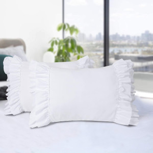 HIG Pack of 2 Farmhouse Ruffle Pillow Shams, Stand...